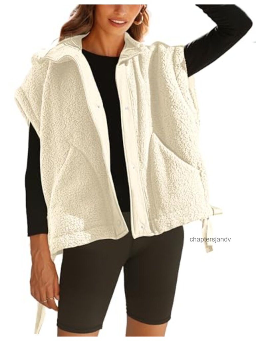 Sherpa Fleece Vest Fuzzy Oversized Sleeveless Jacket Womens Casual